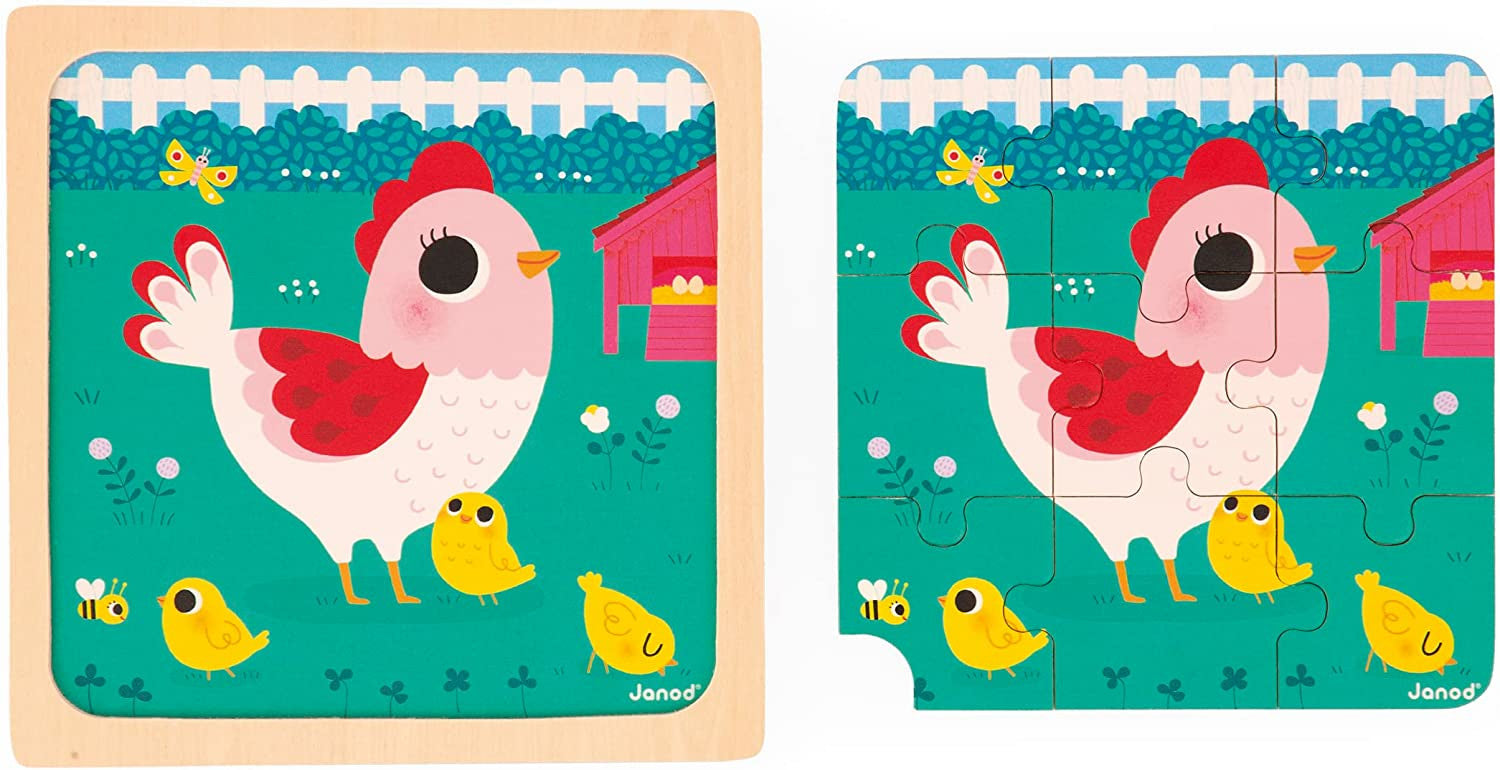 3 Puzles infantiles de madera de 9 piezas - Janod J07113