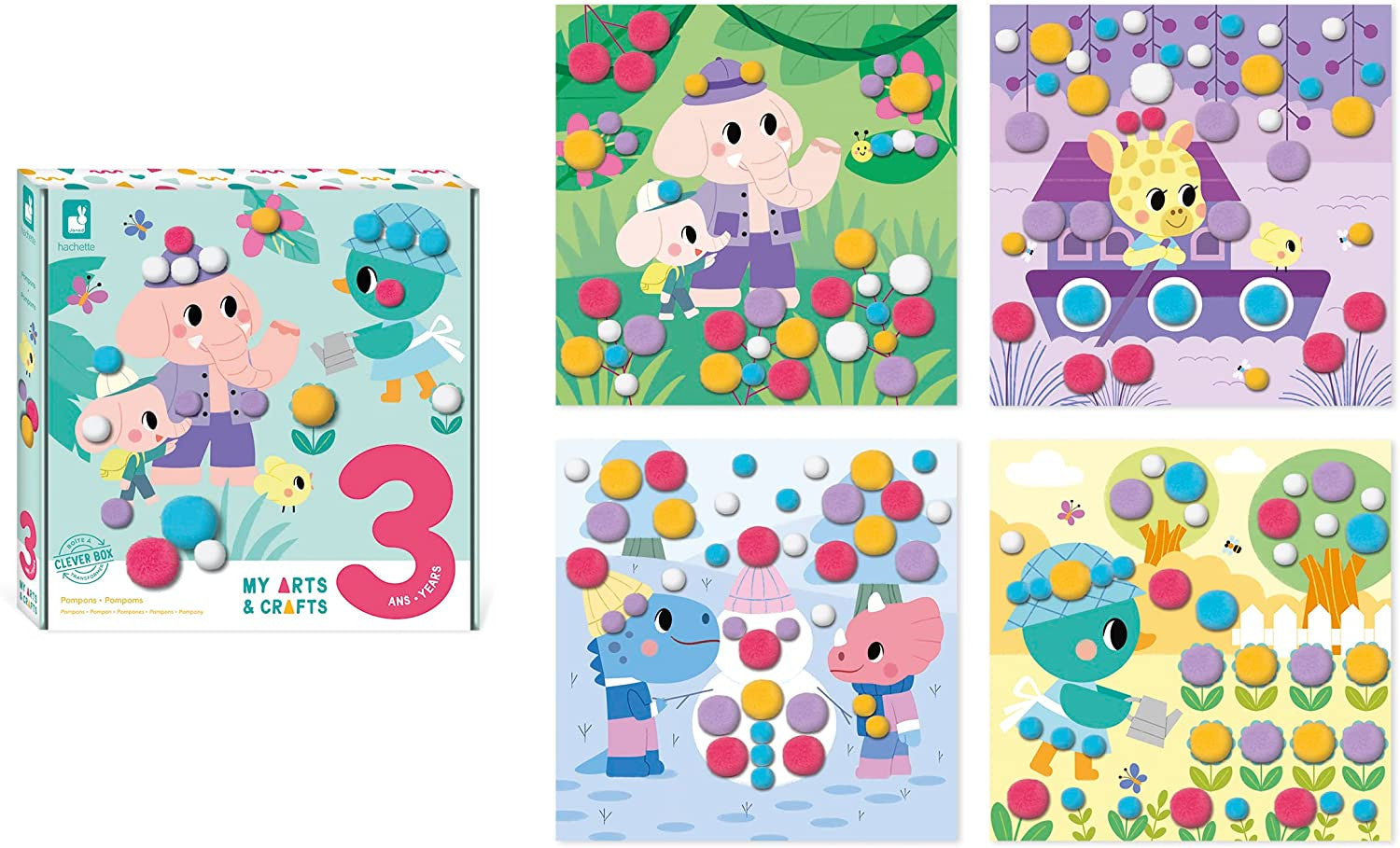 Estuche creativo pompones 3 años - janod j07741