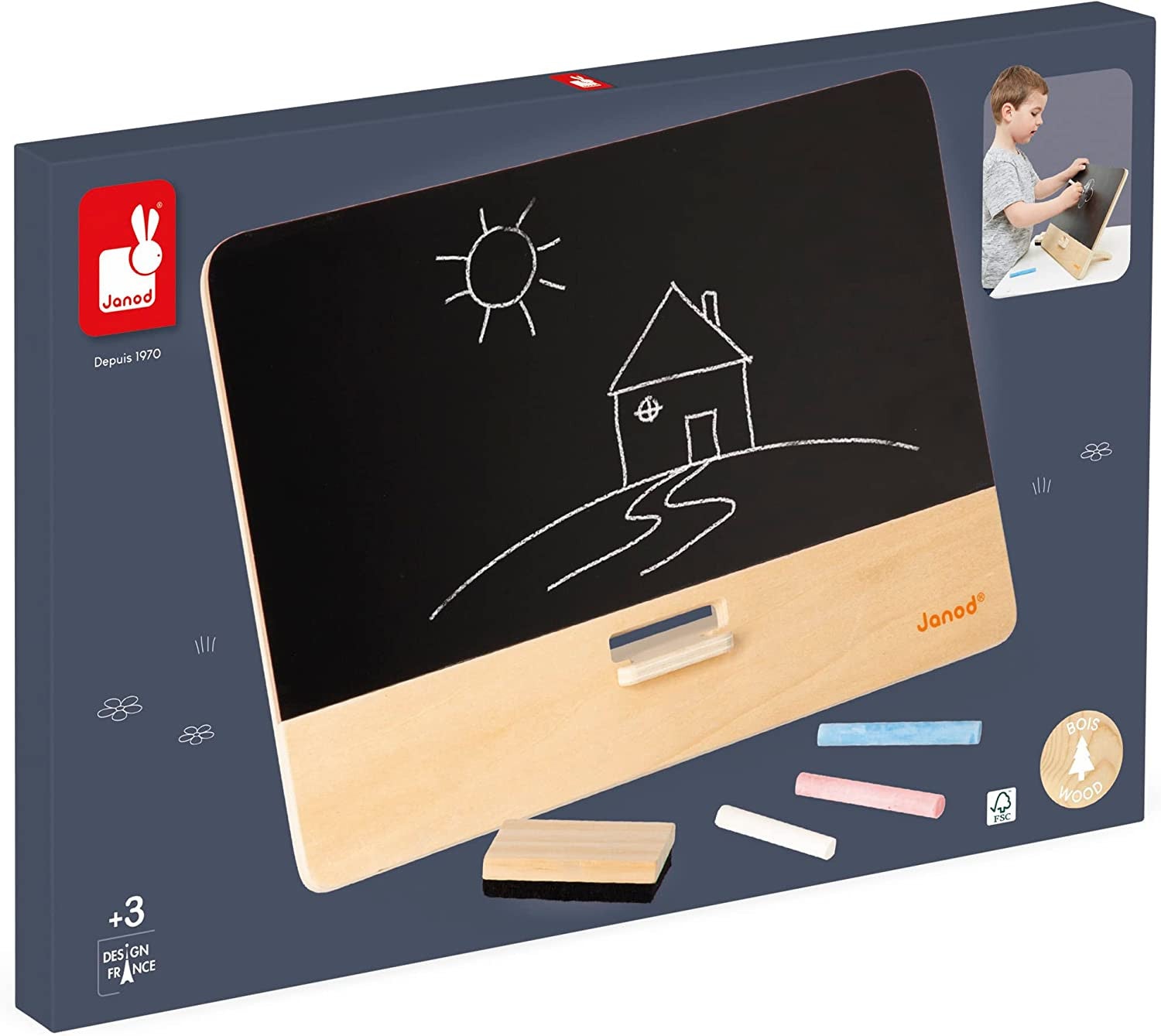 Pizarra infantil negra de mesa - janod j09636