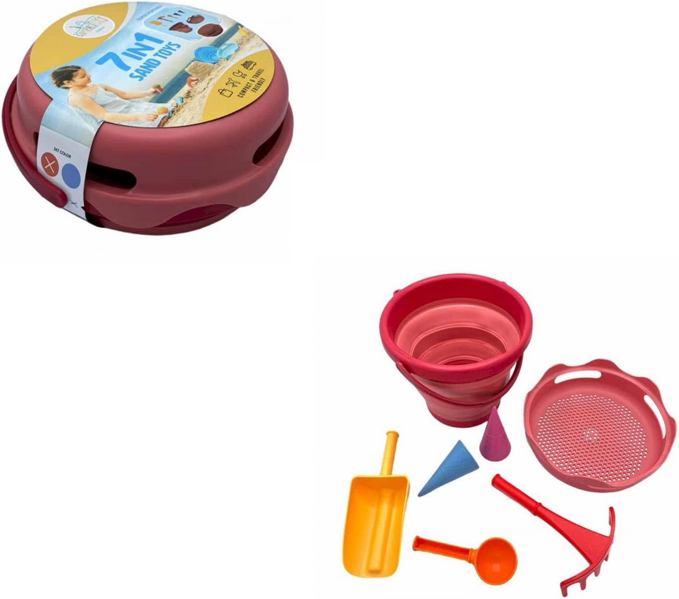 Juego de arena Cubo plegable 7 en 1 Verde - Compactoy 99200201