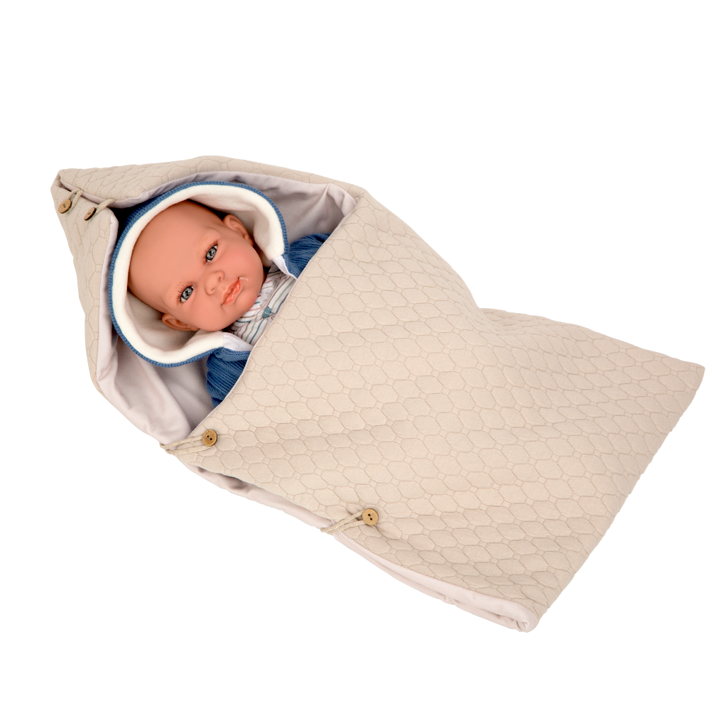 muñeca de peso, pesa como un bebe de verdad Cris complementos azules