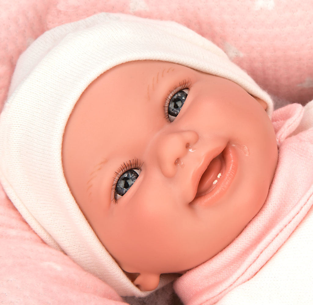 Muñeca con peso Elegance 40 cm Colin rosa con cojín - Arias 60762