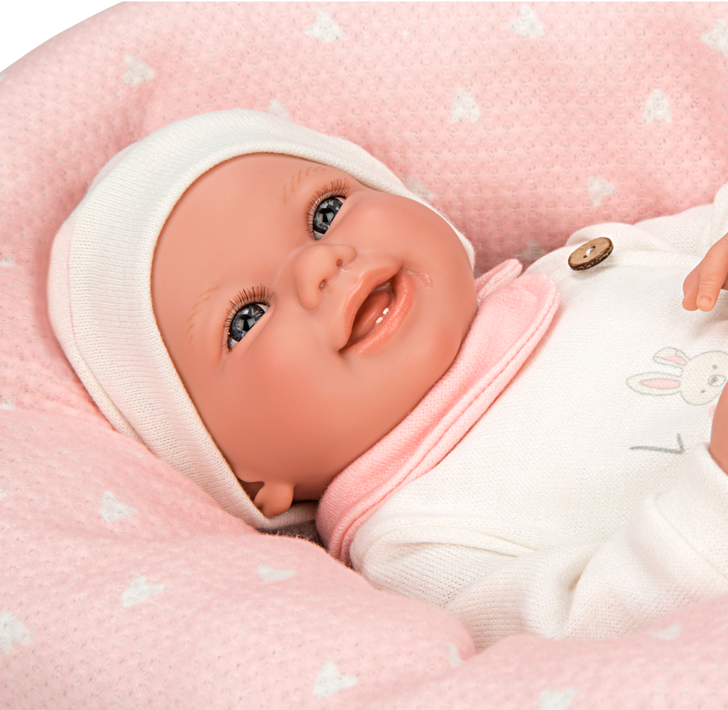 Muñeca con peso Elegance 40 cm Colin rosa con cojín - Arias 60762