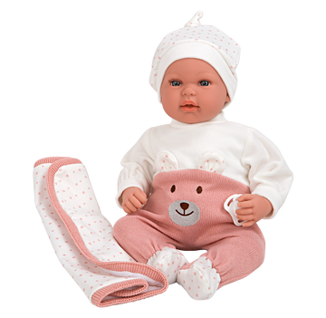Muñeca Elegance 45 cm Mies rosa con manta y mecanismo de risa - Arias 65351