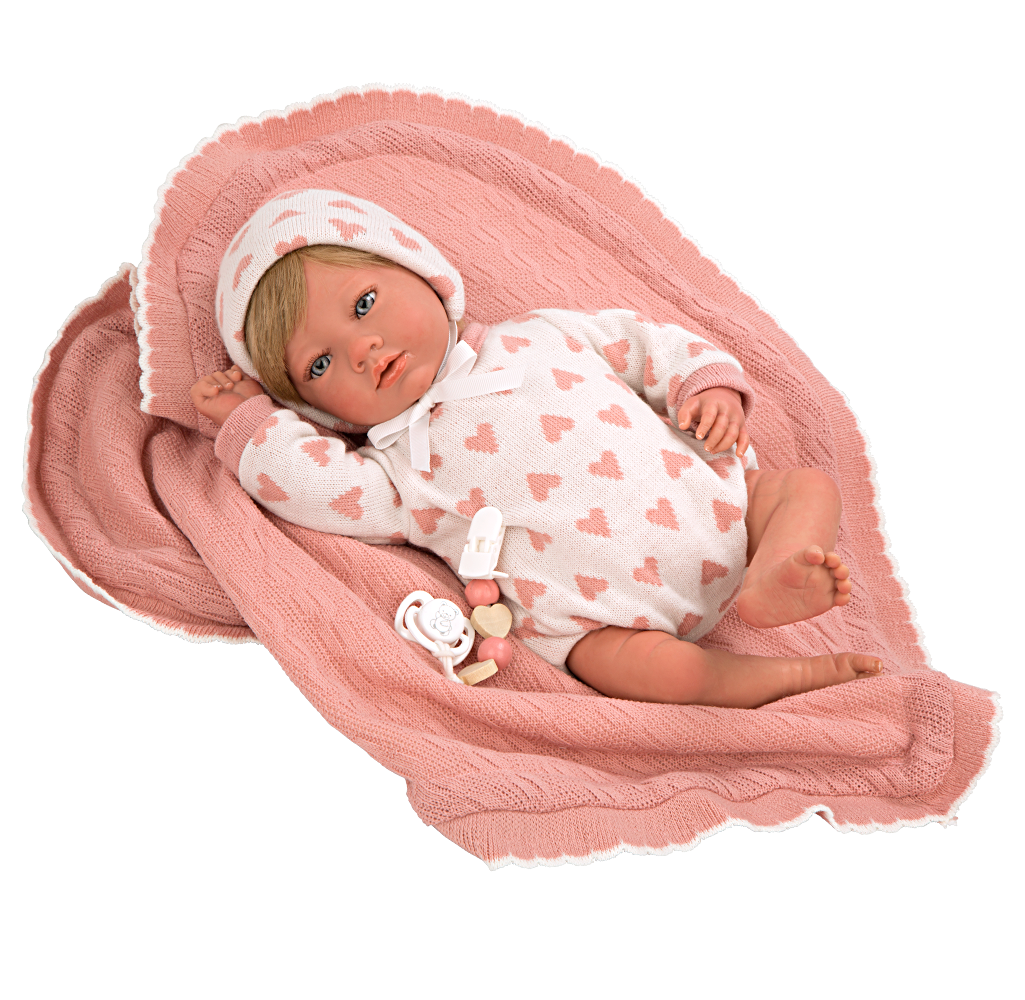 Bebé Reborn 40 cm Cristina rosa con manta - Arias 98141