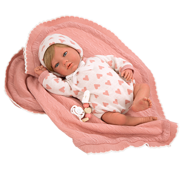 Bebé Reborn 40 cm Cristina rosa con manta - Arias 98141