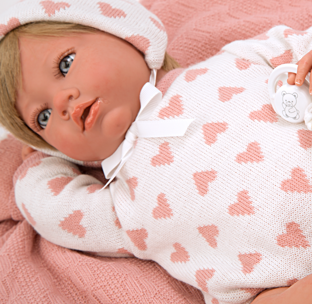 Bebé Reborn 40 cm Cristina rosa con manta - Arias 98141