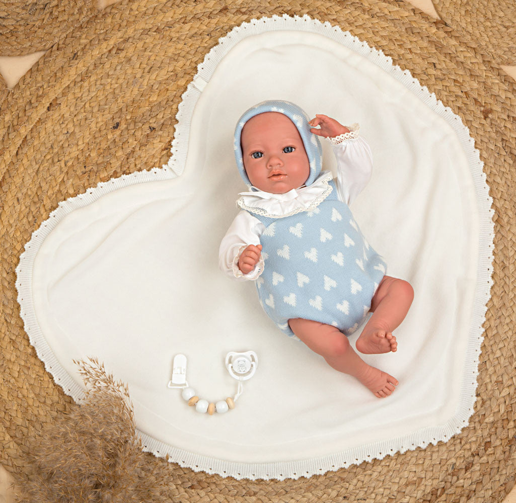 Bebé Reborn 40 cm Ian azul con manta - Arias 98142