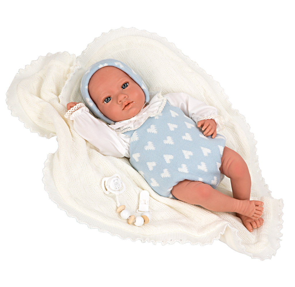 Bebé Reborn 40 cm Ian azul con manta - Arias 98142