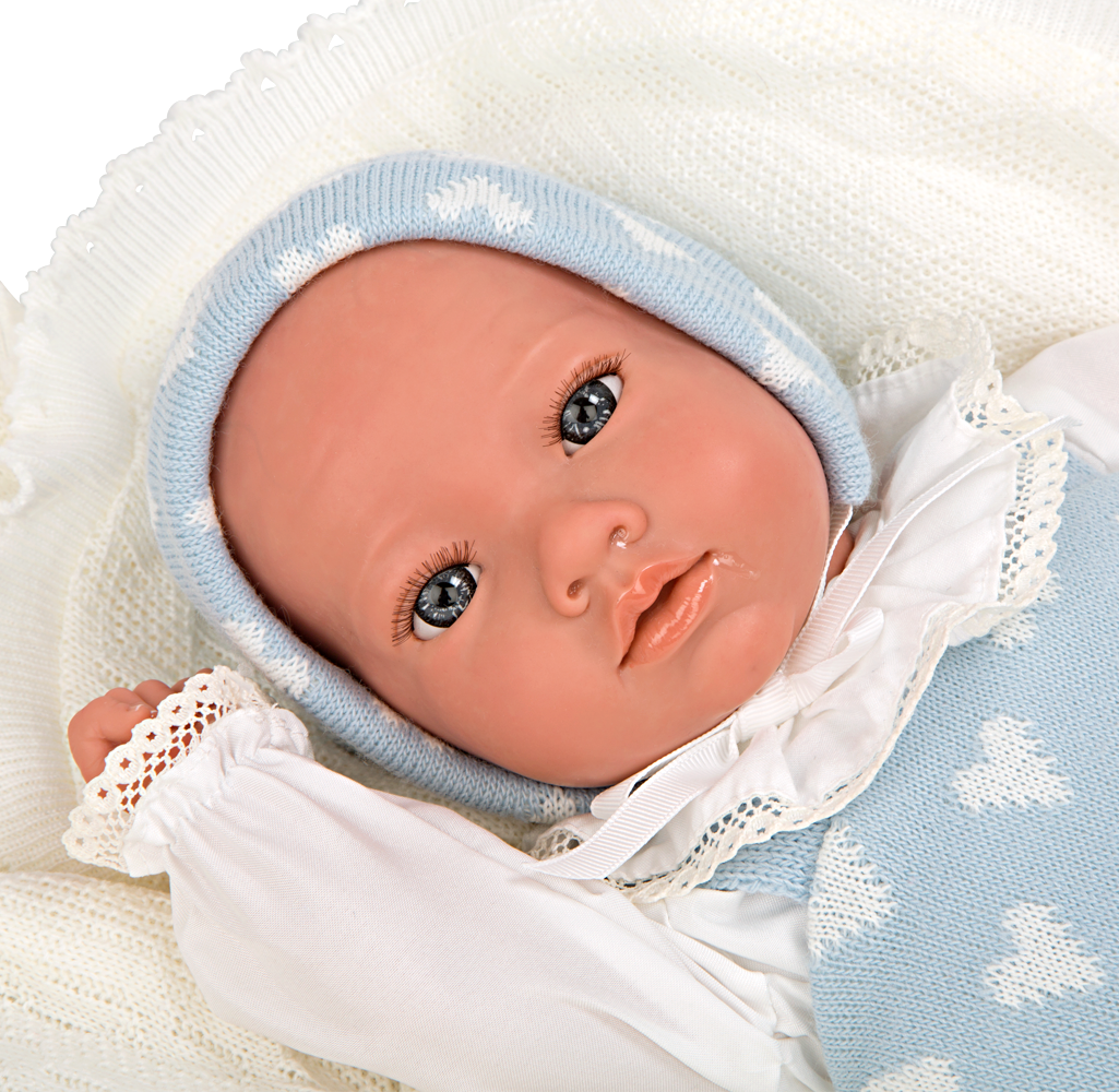 Bebé Reborn 40 cm Ian azul con manta - Arias 98142