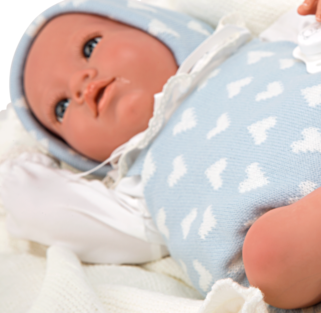 Bebé Reborn 40 cm Ian azul con manta - Arias 98142