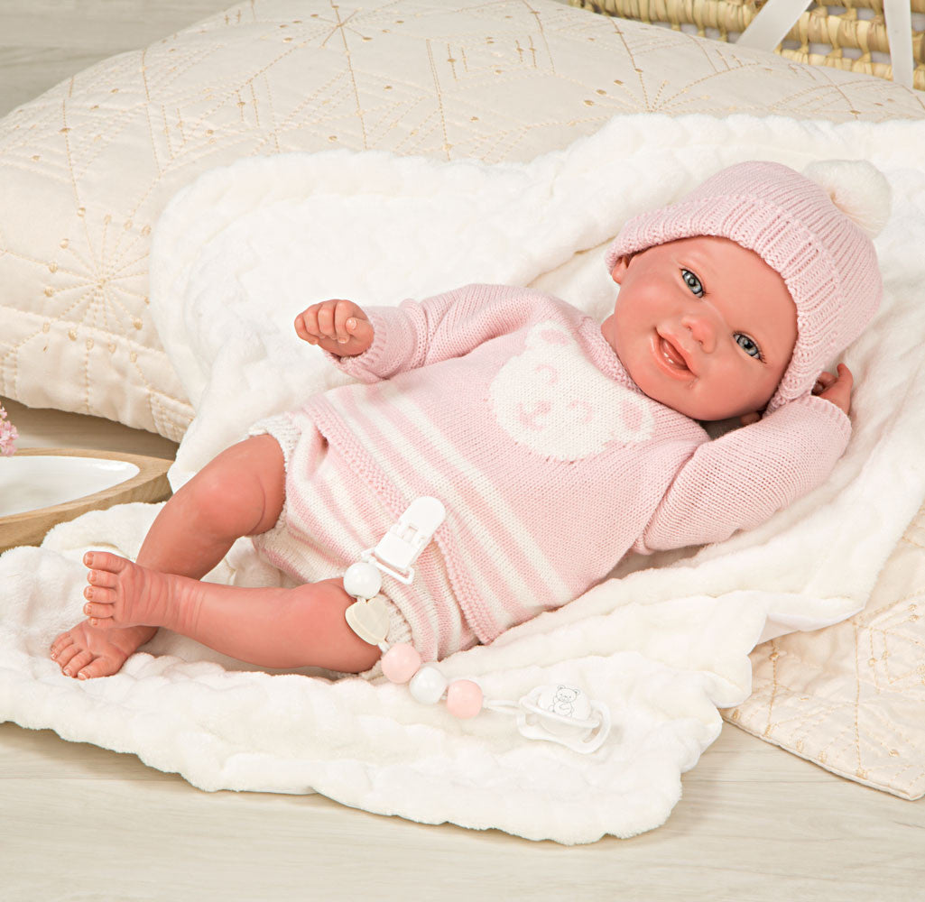 Bebé Reborn 40 cm Adriana rosa con manta - Arias 98149