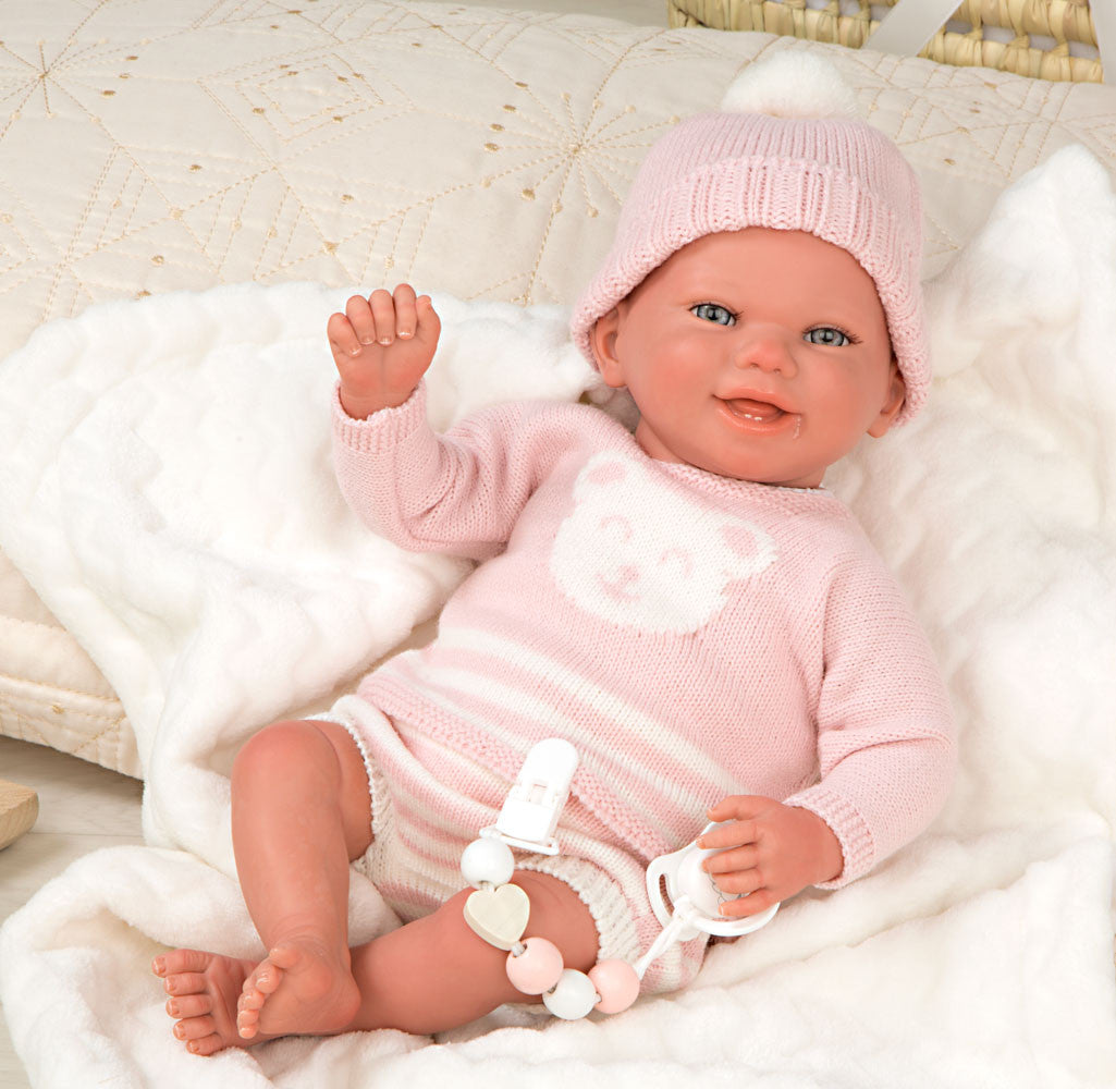 Bebé Reborn 40 cm Adriana rosa con manta - Arias 98149
