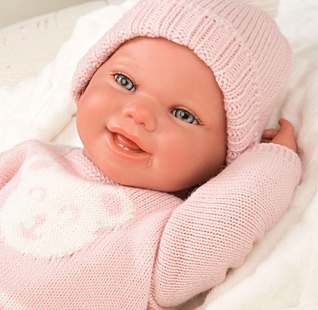 Bebé Reborn 40 cm Adriana rosa con manta - Arias 98149