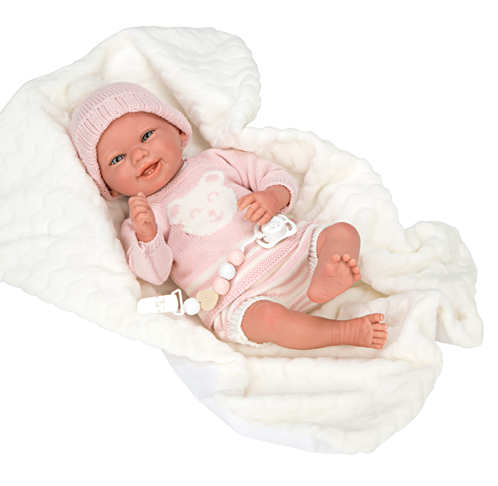 Bebé Reborn 40 cm Adriana rosa con manta - Arias 98149