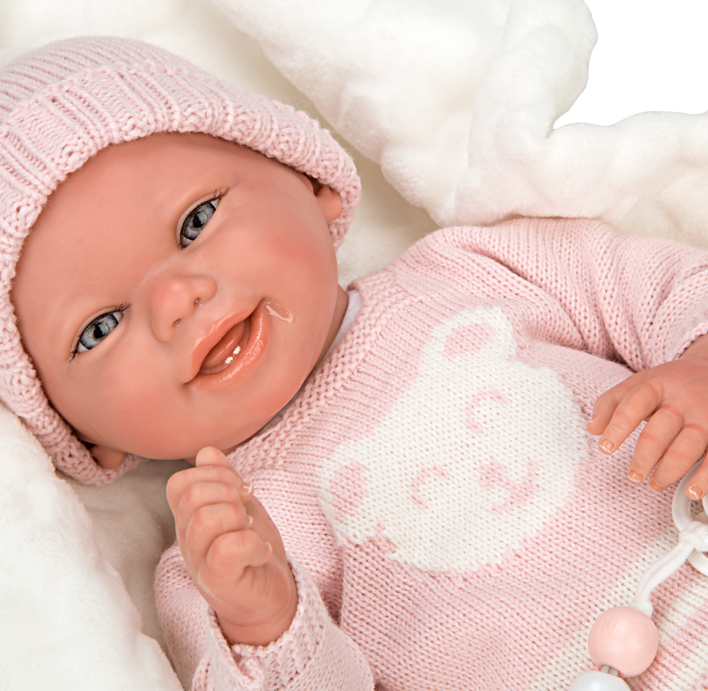 Bebé Reborn 40 cm Adriana rosa con manta - Arias 98149