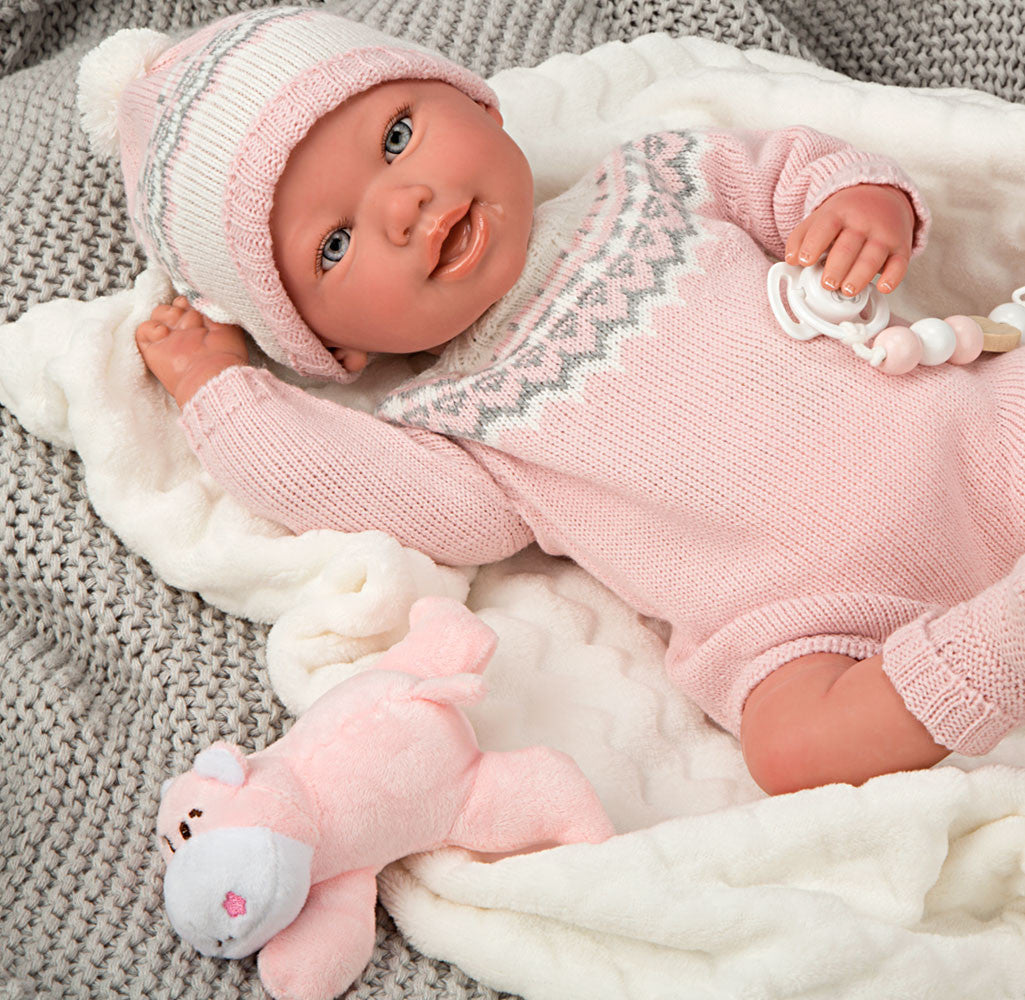 Bebé Reborn 45 cm Anais con manta y peluche - Arias 98152