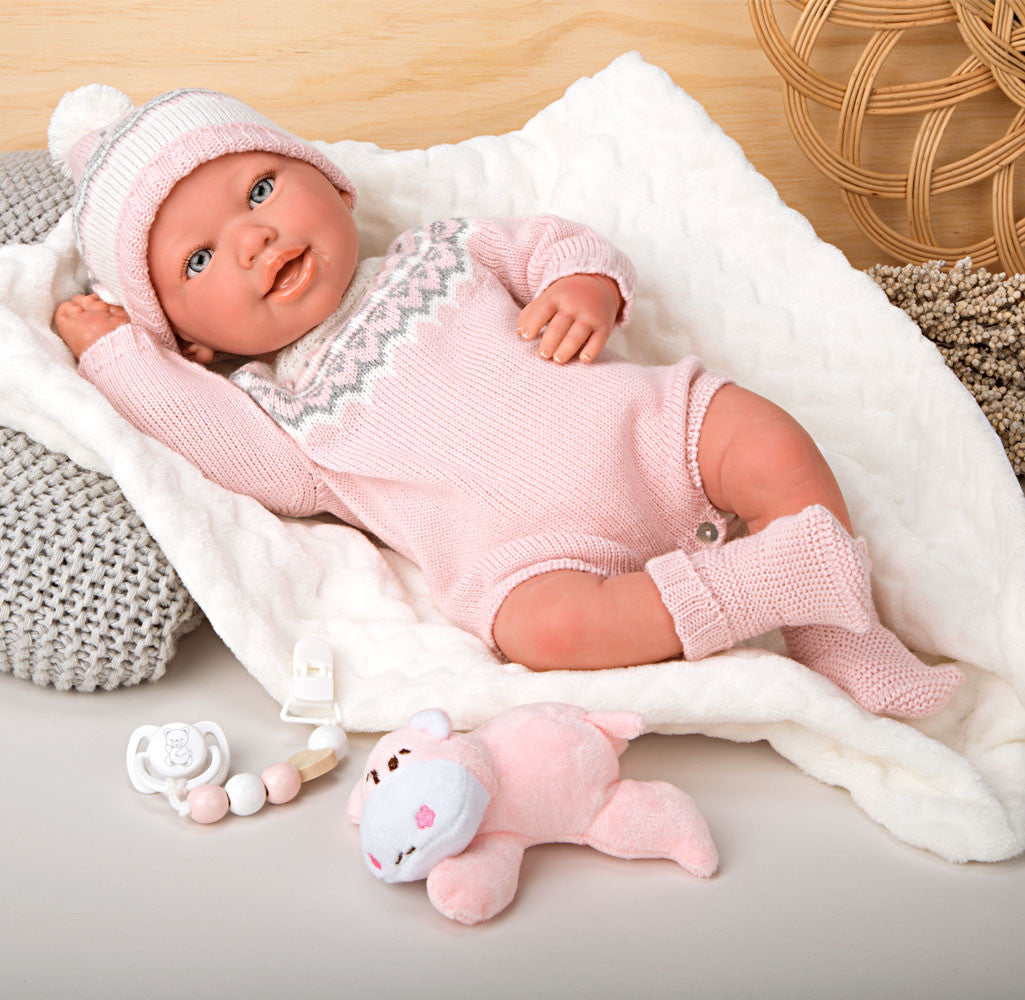 Bebé Reborn 45 cm Anais con manta y peluche - Arias 98152