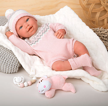 Bebé Reborn 45 cm Anais con manta y peluche - Arias 98152