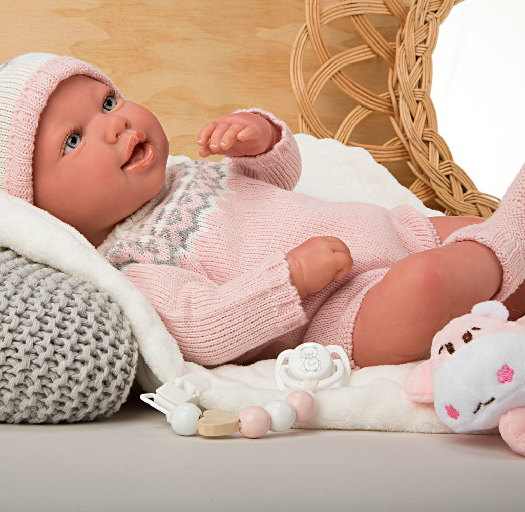 Bebé Reborn 45 cm Anais con manta y peluche - Arias 98152