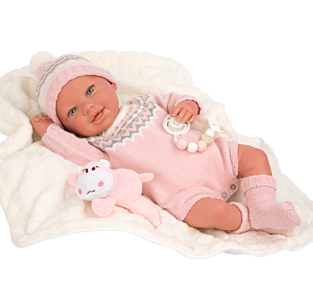 Bebé Reborn 45 cm Anais con manta y peluche - Arias 98152