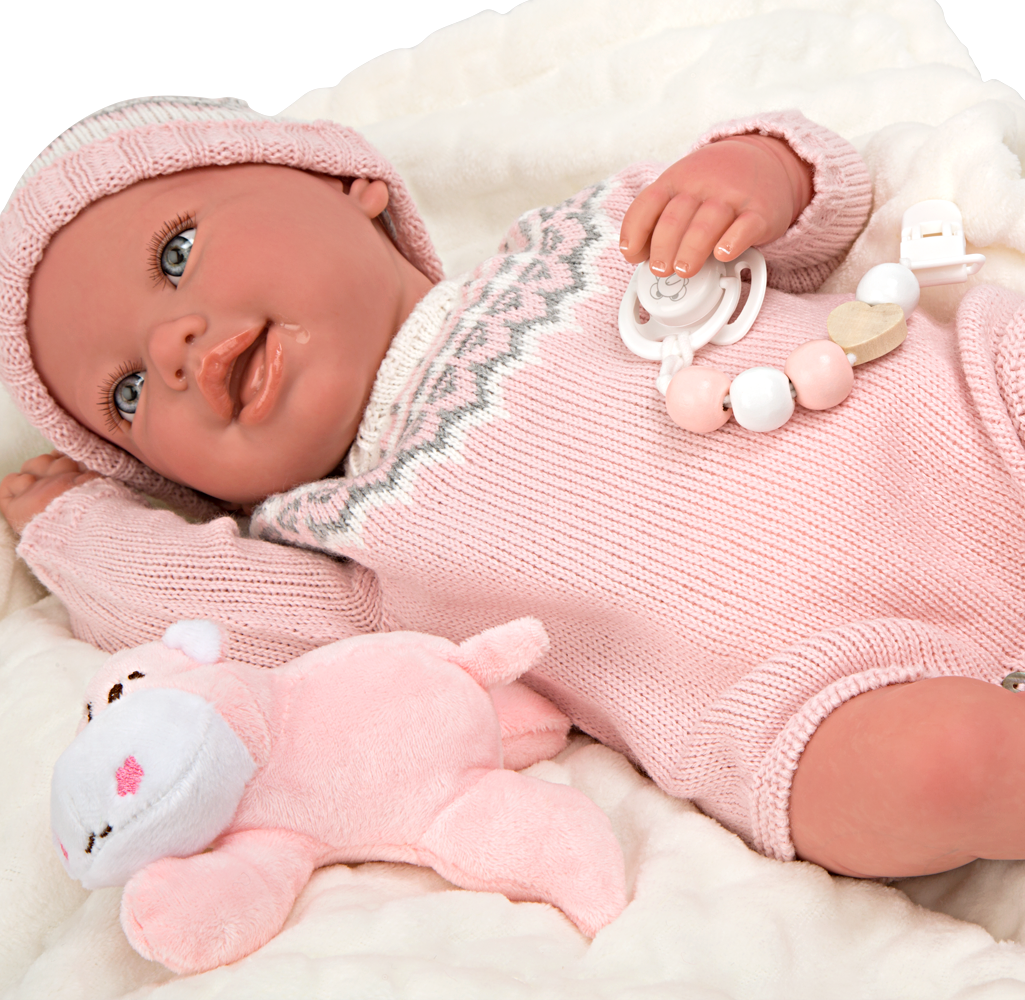 Bebé Reborn 45 cm Anais con manta y peluche - Arias 98152