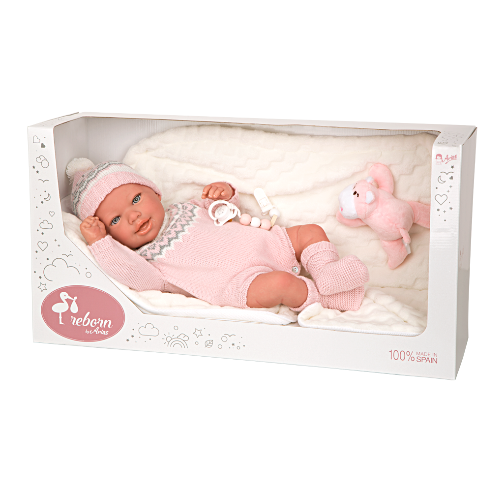 Bebé Reborn 45 cm Anais con manta y peluche - Arias 98152