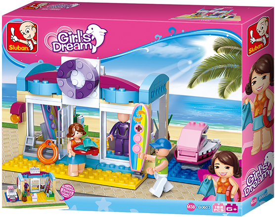 Juego bloques construcción Girl´s Dream Tienda de Playa 180 pzas - Sluban 0603