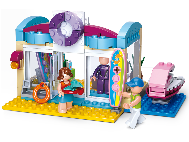 Juego bloques construcción Girl´s Dream Tienda de Playa 180 pzas - Sluban 0603