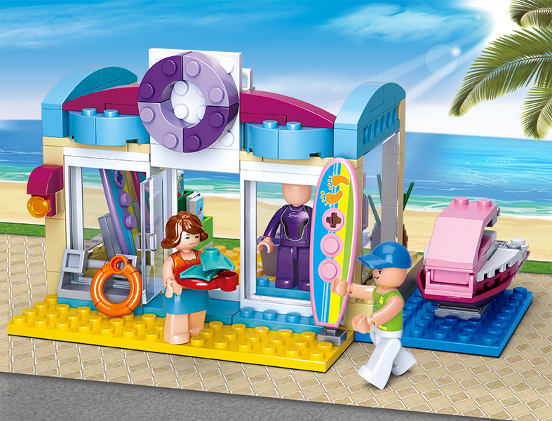 Juego bloques construcción Girl´s Dream Tienda de Playa 180 pzas - Sluban 0603