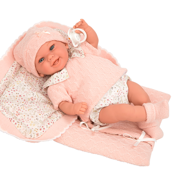 Weighted doll Elegance 35cm Babyto pink flowers with blanket - Arias 60727