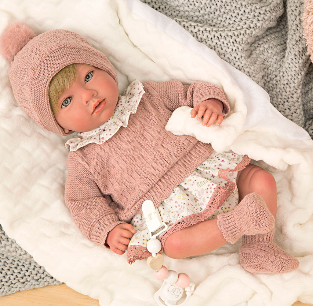 Bebé Reborn 40 cm Abril rosa con manta - Arias 98144