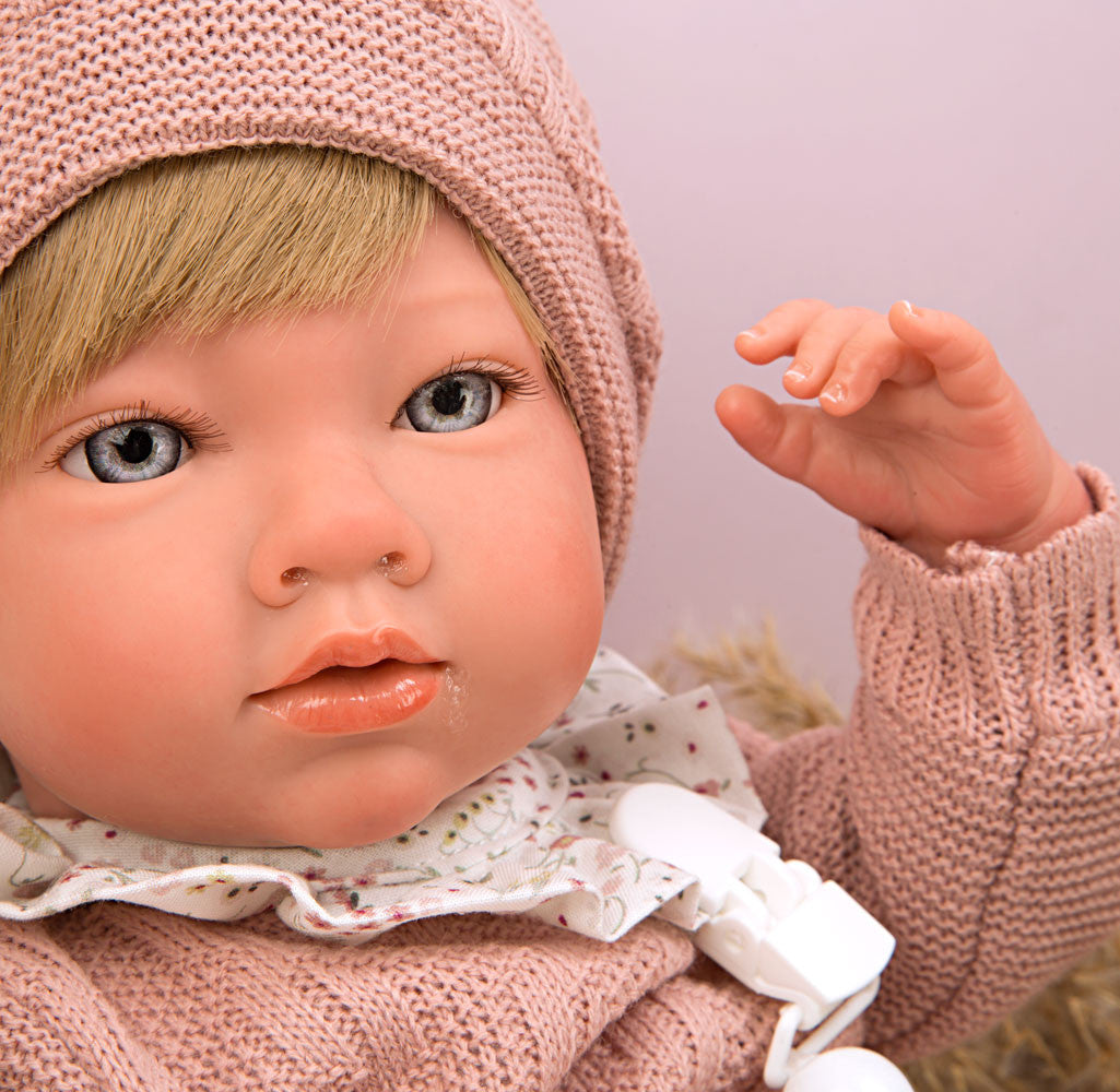 Bebé Reborn 40 cm Abril rosa con manta - Arias 98144