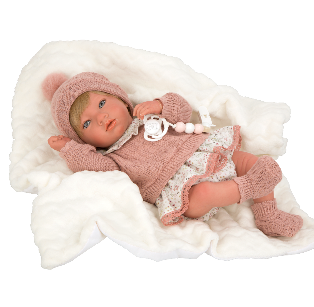 Bebé Reborn 40 cm Abril rosa con manta - Arias 98144