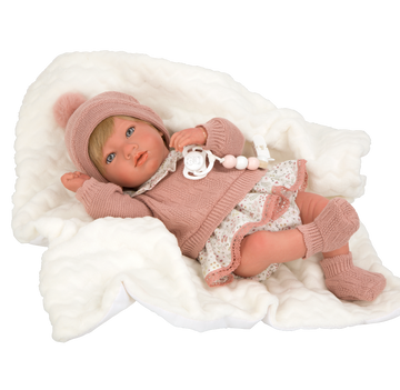 Bebé Reborn 40 cm Abril rosa con manta - Arias 98144
