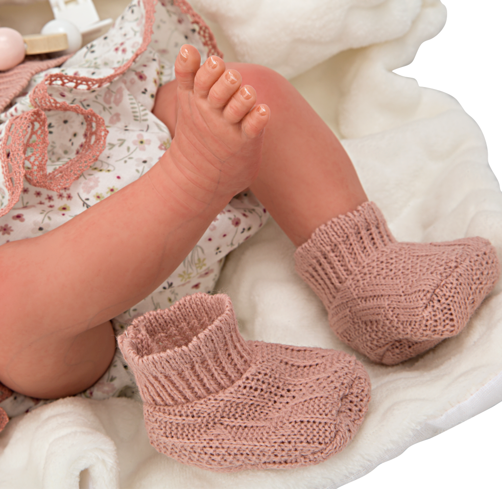 Bebé Reborn 40 cm Abril rosa con manta - Arias 98144
