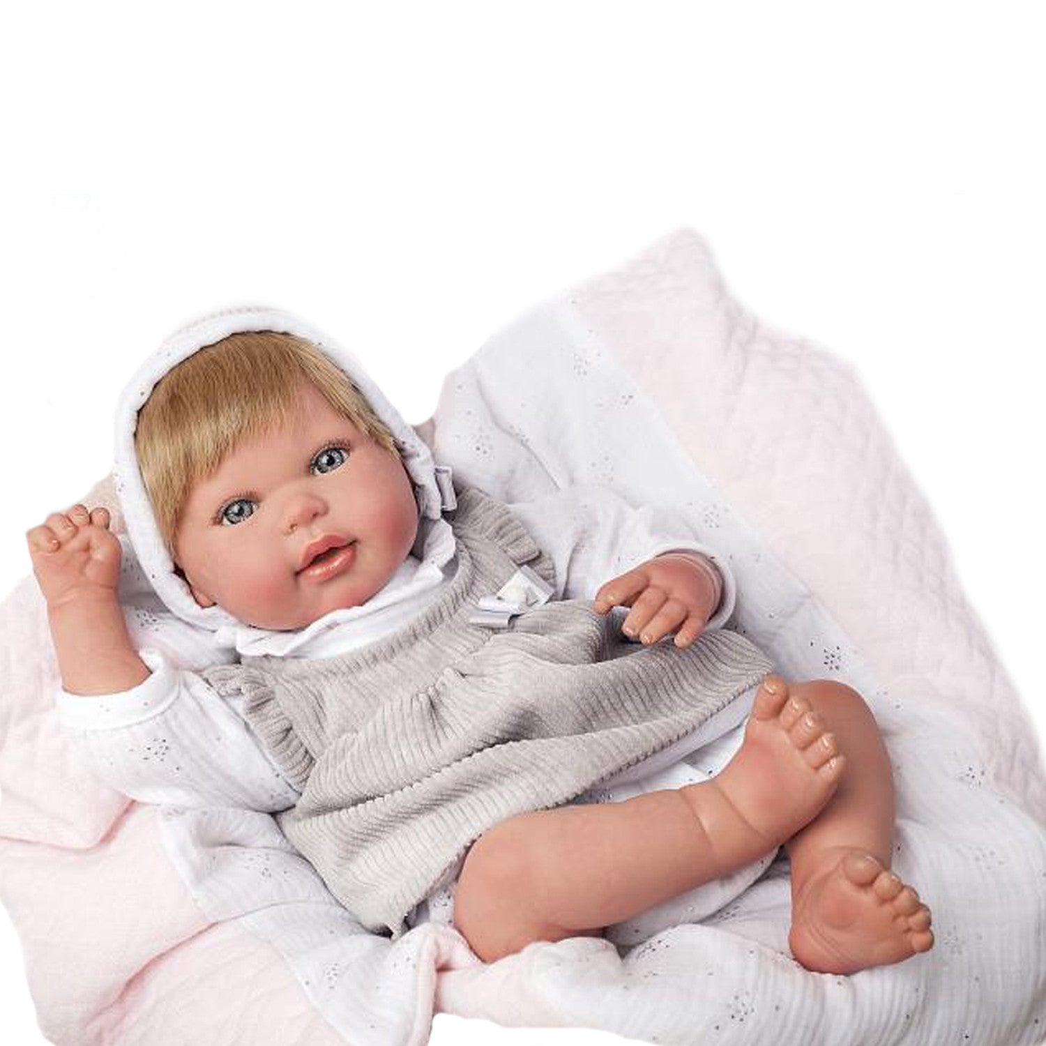Bebé Reborn 45 cm Emma con manta , peluche y con pelo - Arias 98066