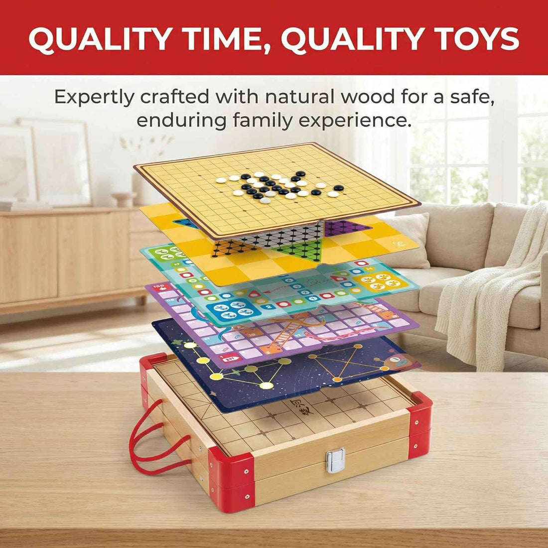 Juegos Clásicos de Mesa para Familia y Viaje – 22 en 1 con Ajedrez, Ludo y Tres en Raya | Hape