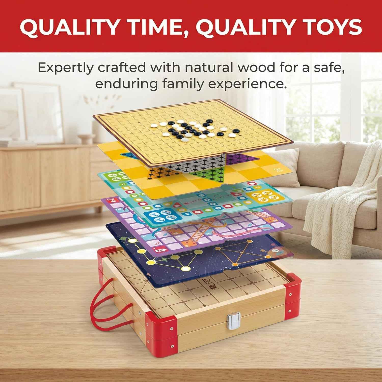 Juegos Clásicos de Mesa para Familia y Viaje – 22 en 1 con Ajedrez, Ludo y Tres en Raya | Hape