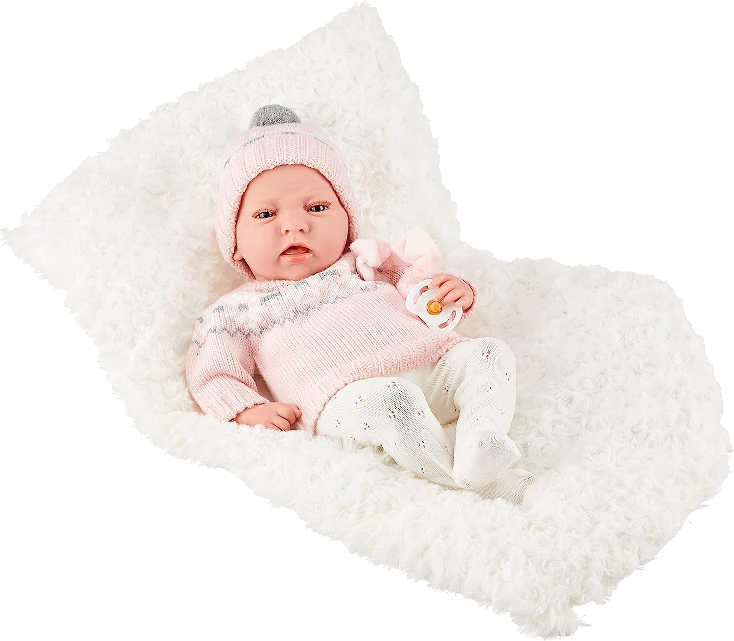 Muñeca con peso Elegance 40 cm Dafne rosa Arias 60592 con cojin incluido, bebe de silicona con cuerpo lastrado