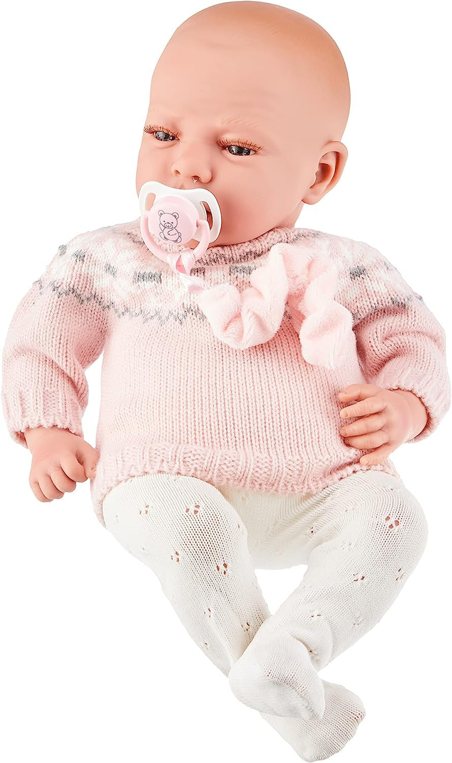 Muñeca Elegance Dafne peso real 40 cm Arias 60592 sentada con vestido rosa y cojin a juego de regalo