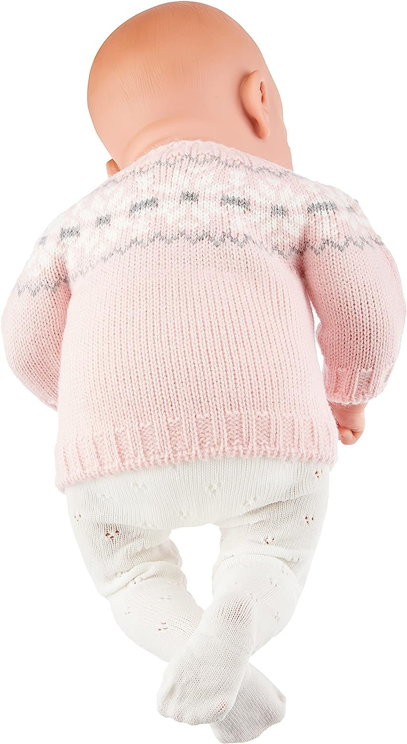 Muñeca Elegance Dafne peso real 40 cm Arias 60592 sentada con vestido rosa y cojin a juego de regalo