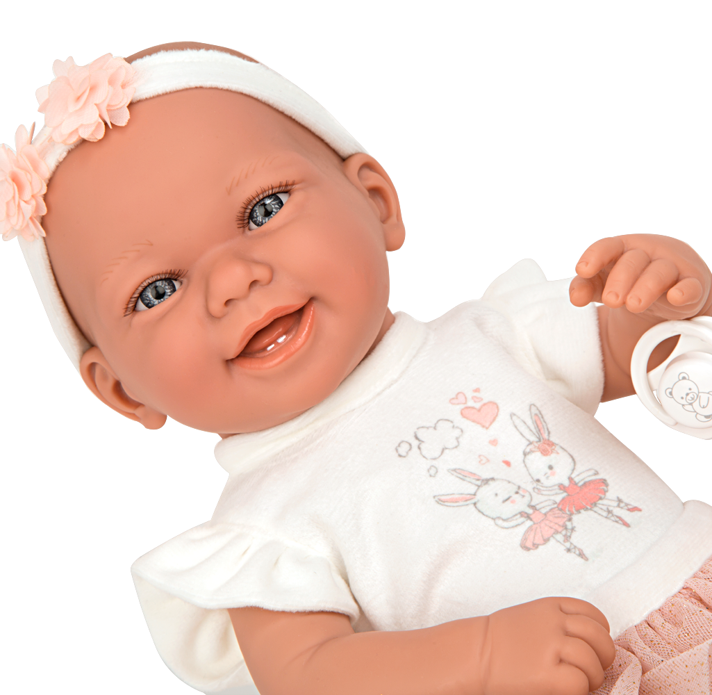 Muñeca bebé con tacto de vinilo y aroma a vainilla para juego sensorial - Arias 65344