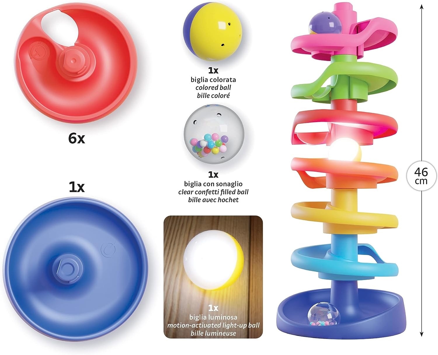 Juego de motricidad Spiral Torre bola brillante - Quercetti 6499