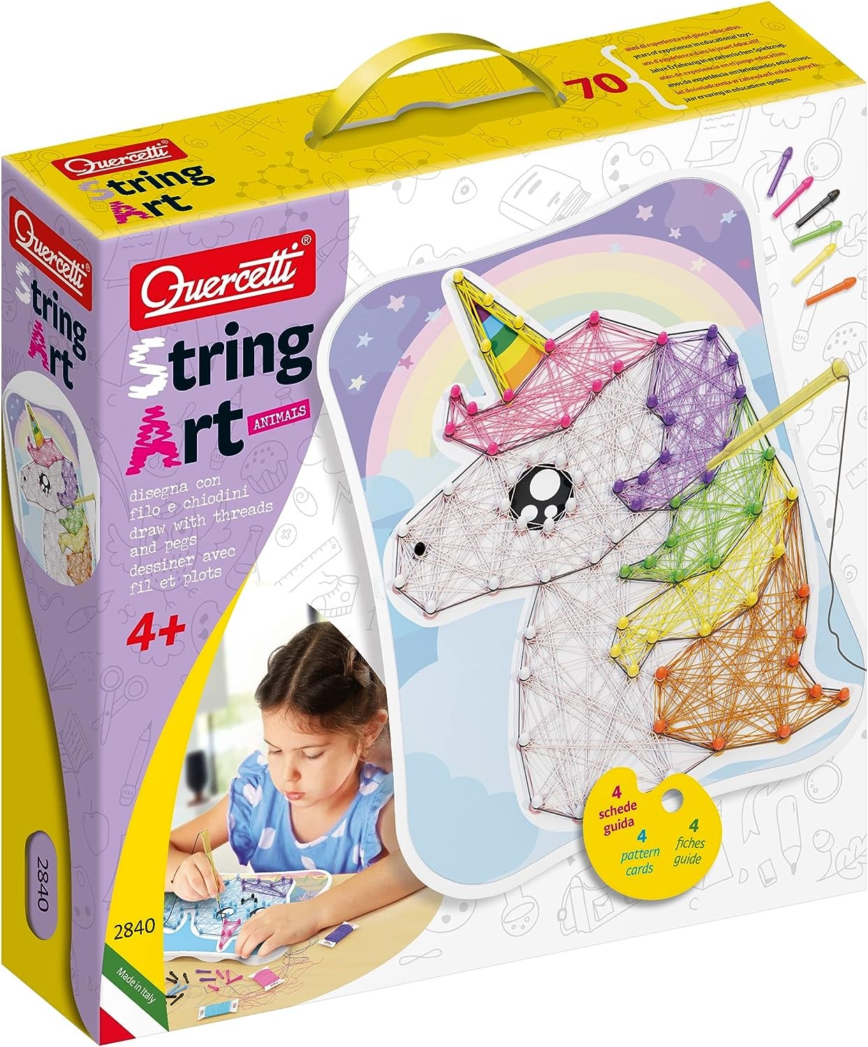 Juego de manualidades dibuja con Clavos e Hilo de coser String Art - Quercetti 2840