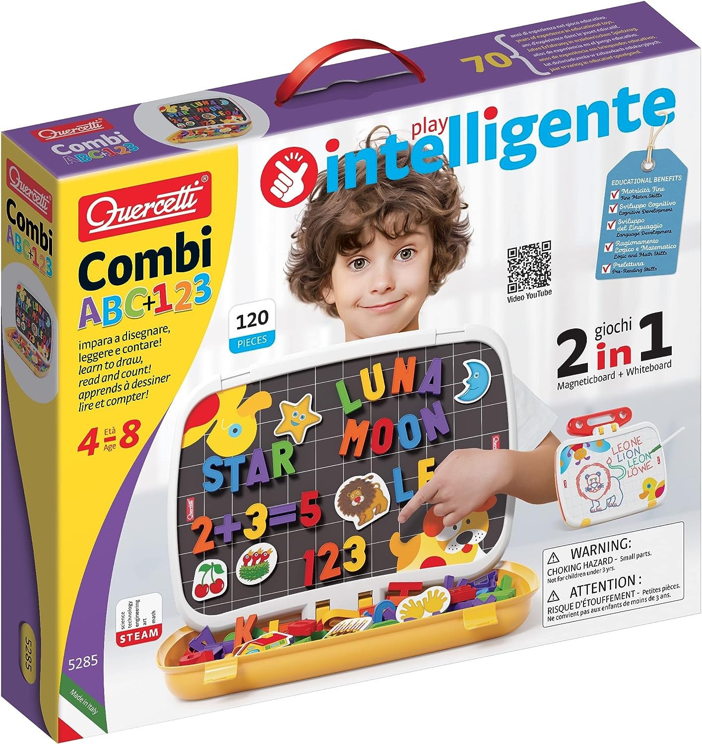 Pizarra magnética de números y letras Combi ABC+123 - Quercetti 5285