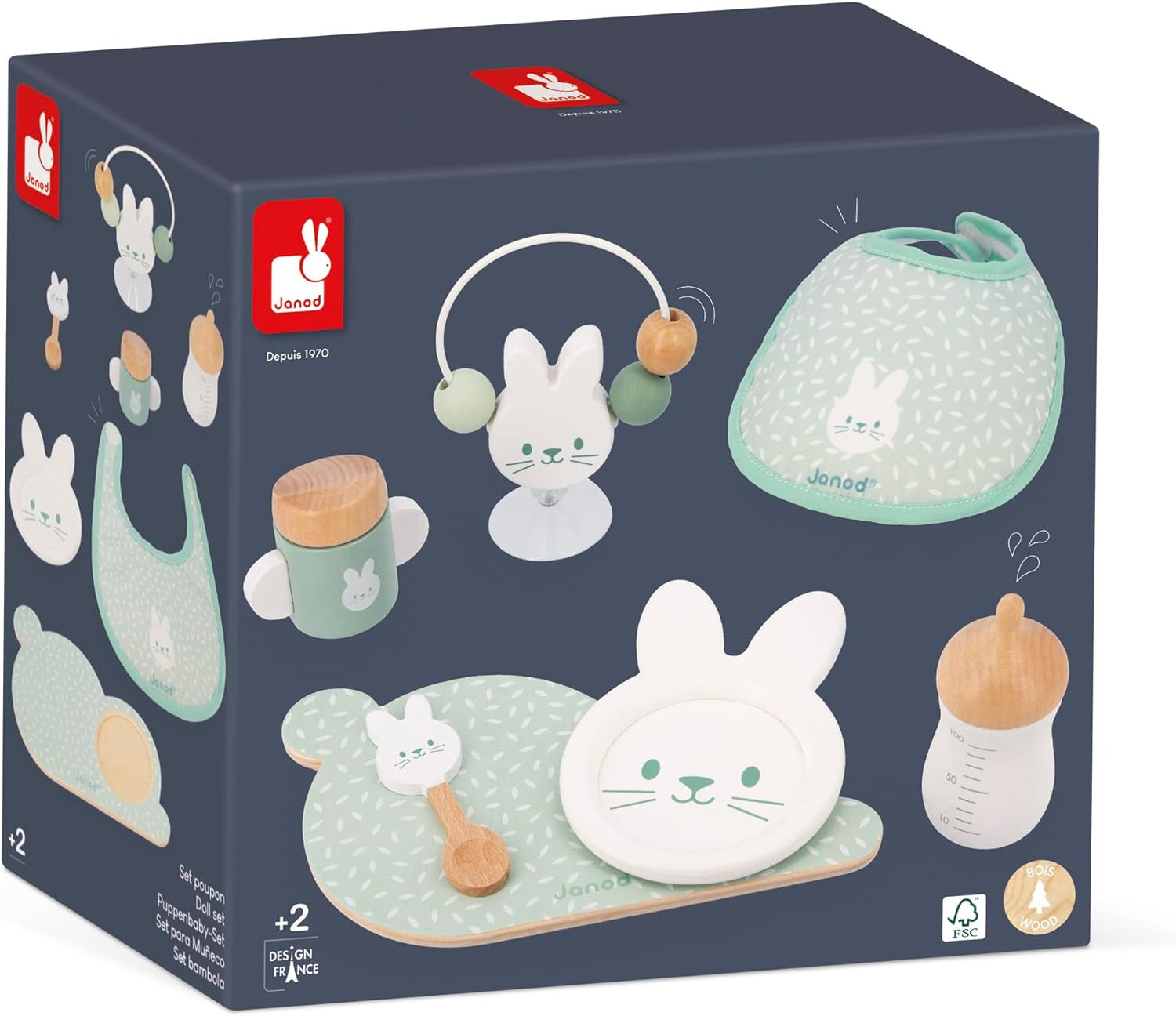 Accesorios para muñeco Comida y Babero Zen - Janod J06629