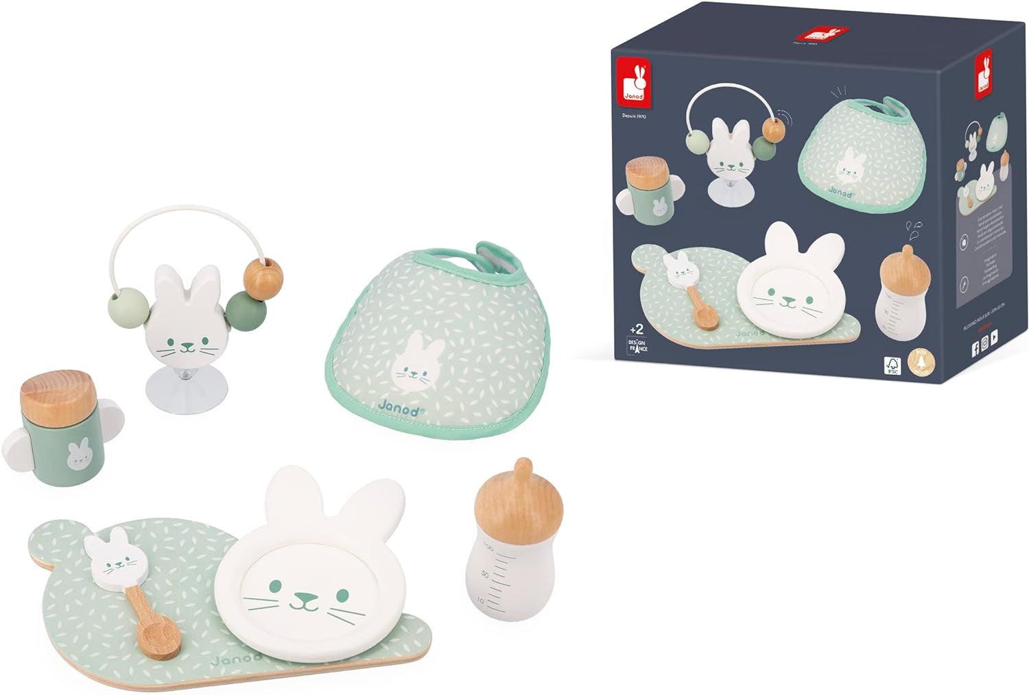 Accesorios para muñeco Comida y Babero Zen - Janod J06629