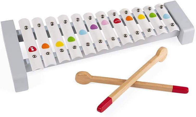 Baquetas incluidas del xilófono de madera Janod J07604, instrumento musical infantil
