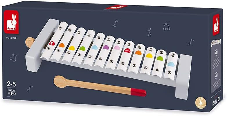 Caja del xilófono Janod Confeti J07604, instrumento musical para niños de 2 a 5 años